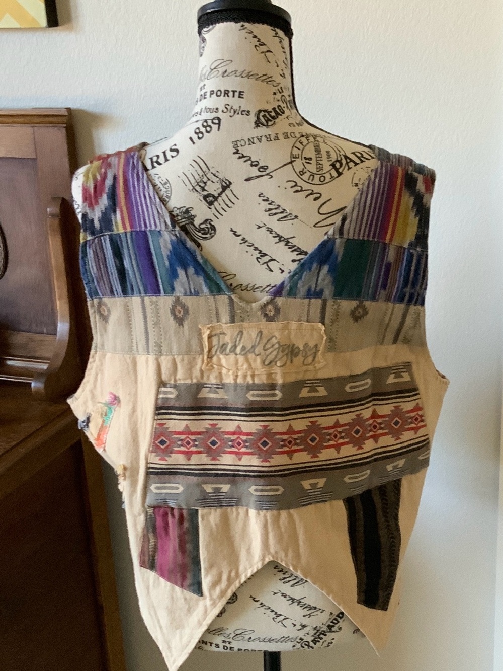 Boho Patchwork Sleeveless Vest - Multicolor - Picture 2 of 8